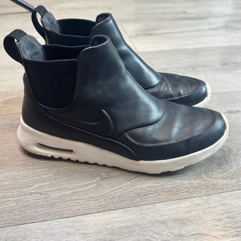 Nike Air Max Thea Mid Womens Black Leather Chelsea Boot Sneakers 859550 Size 9